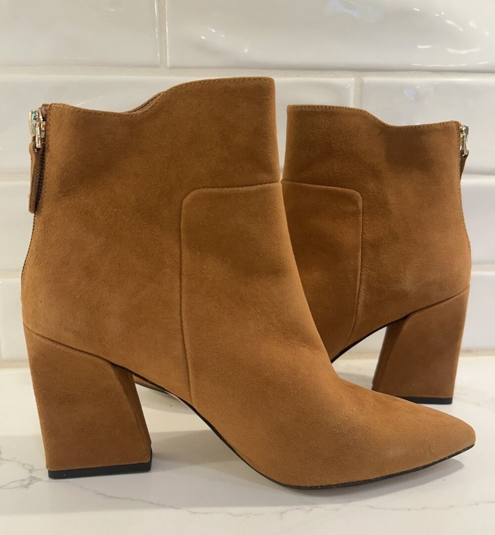 Franco Sarto Venture, Midshaft, Boot Whiskey Brown Zip Up Pointed Toe Suede Sz 7